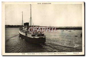 Old Postcard Saint Malo Starting To Ship Southampton Boat