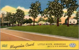 Linen Postcard Magnolia Court U.S. 67-70 Southwest in Little Rock, Arkansas