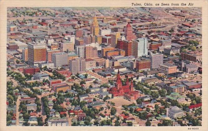 Oklahoma Tulsa Aerial View 1944 Curteich