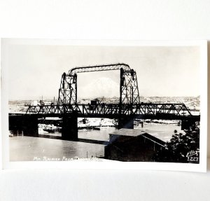 RPPC Mount Rainier From Tacoma Bridge Ellis 1920s Washington Pacific NW PCBG6C