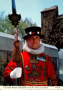 England London Greetings Yeoman Warder At Tower Of London