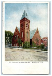 c1905's First Methodist Church Exterior Waterbury Connecticut CT Trees Postcard