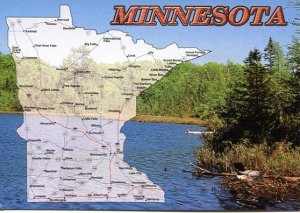 MN: MINNESOTA STATE FACTS MAP POSTCARD
