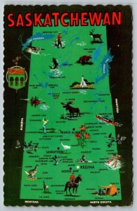 Saskatchewan Canada Map  Postcard