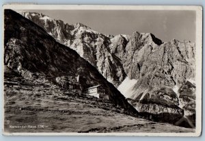 Austria Postcard Karwendel Haus View of Rocky Hill c1920's RPPC Photo