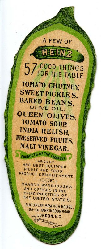 Advertising Trade Card - Heinz Pickle, Girl Eating Pickles    (5H X 1.75W D...