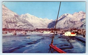 VALDEZ, AK Alaska ~ View of TOWN From WATER  c1950s Mike Roberts Postcard