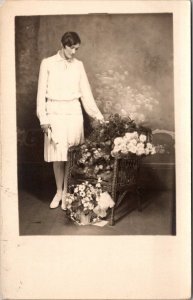 RPPC Graduating Girl with Multiple Bouquets, Toronto Canada Vintage Postcard U75