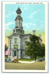 c1940 Darke County Court House Exterior View Building Greenville Ohio Postcard