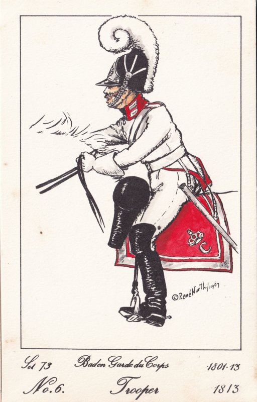 Baden Guard Du Corps French Trooper Soldier Napoleonic War PB Postcard