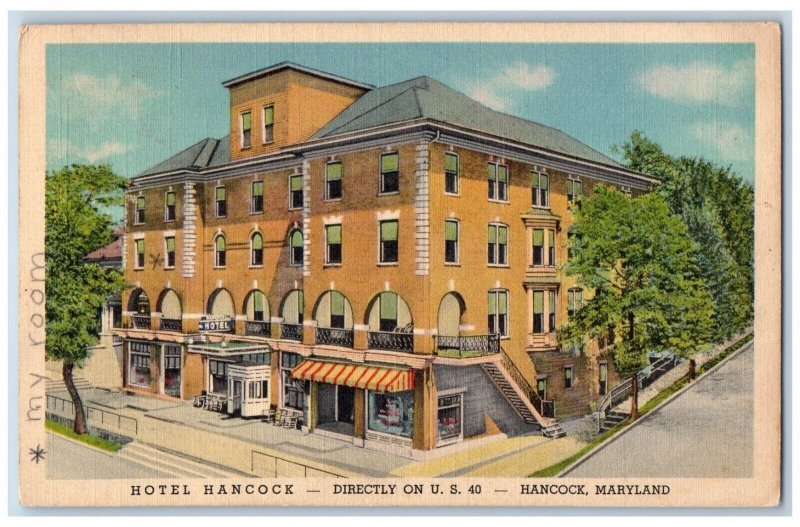 Hancock Maryland Postcard Hotel Hancock Exterior Building c1939 Vintage Antique