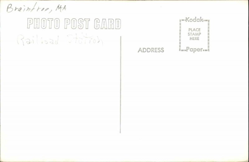 Braintree Massachusetts MA Train Station Depot 1950s-60s Real Photo Postcard