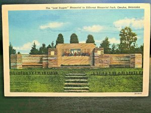 Vintage Postcard 1953 Last Supper Monument Hillcrest Memorial Park Omaha Neb.