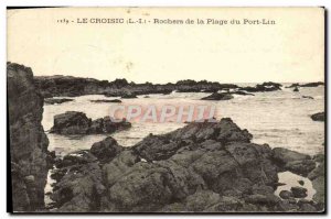Old Postcard Croisic Rochers De La Plage Du Port Lin