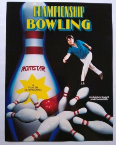 Championship Bowling Arcade FLYER Original 1989 Video Game Art Sheet