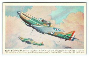 Military Aviation BOULTON PAUL DEFIANT Mk I ~ Bannister Salmon Airplane Postcard