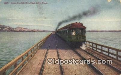 Lucin Cut Off, Great Salt Lake, Utah, UT USA Trains, Railroads 1909 postal us...