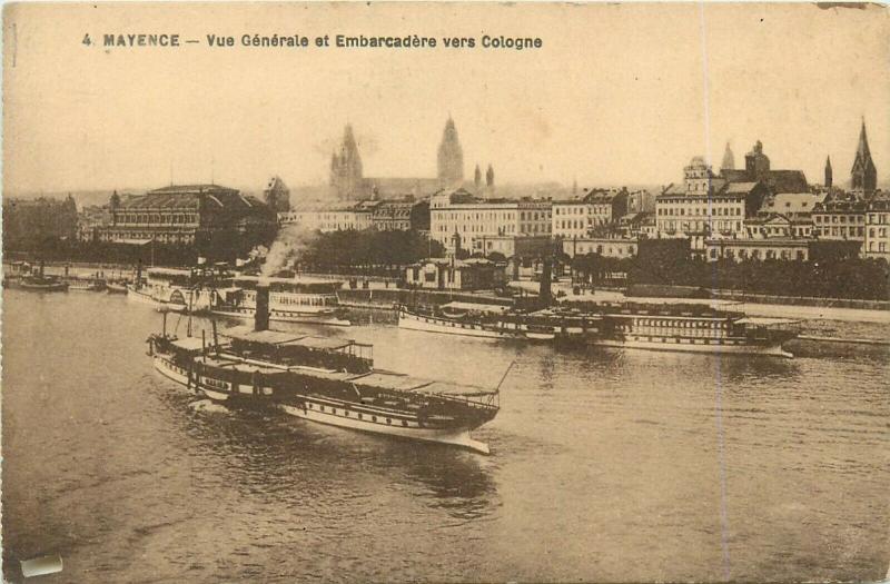 Germany Mayence Mainz vue generale et embarcadere Cologne steamer ship