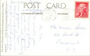 RPPC First Church Christ Scientist Boston MA c1952 Vintage Postcard I45