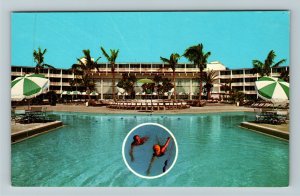 British Bahamas FL- Florida, Holiday Inn, Pool, Swimming, Chrome Postcard