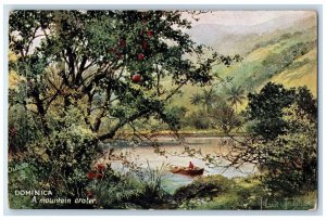 c1910 Boating at Dominica BWI A Mountain Crater Oilette Tuck Art Postcard