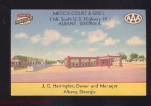 ALBANY GEORGIA MECCA COURT RESTAURANT VINTAGE LINEN ADVERTISING POSTCARD