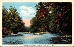 Greetings from Essex Junction Vermont Postcard WB 1929 going to Camp Winnisquam