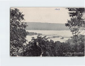 Postcard Upper Bridge & Illinois River, Peoria, Illinois