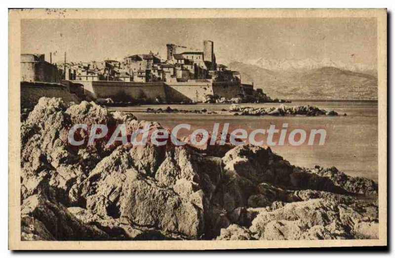 Postcard Old Antibes Vue Generale Chaine Des Alpes
