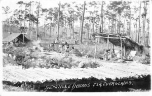 Seminole Indians Florida Everglades Real Photo Vintage Postcard AA14753