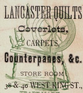 1876 Philip Schum Son & Co. Lancaster Quilts Counterpanes Spinning Wheel 7E