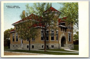 Vtg Chanute Kansas KS Public Library 1910s View Old Card Postcard