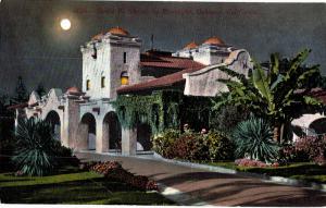 Postcard Oakland Cal Santa Fe Depot By Moonlight