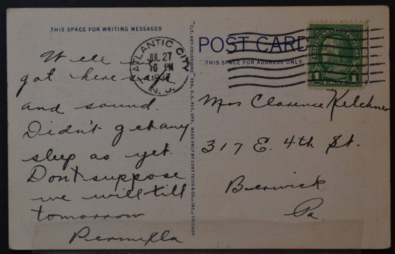 Atlantic City, NJ - Airplane View of World Famed Steel Pier By Night - 1937