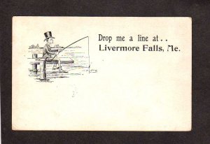 ME Drop me a line Fishing Livermore Falls Maine UDB Postcard Carte Postale