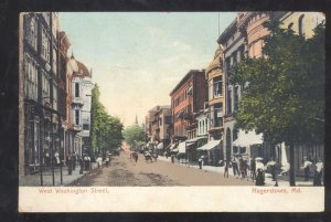 HAGERSTOWN MARYLAND DOWNTOWN WASHINGTON STREET VINTAGE POSTCARD