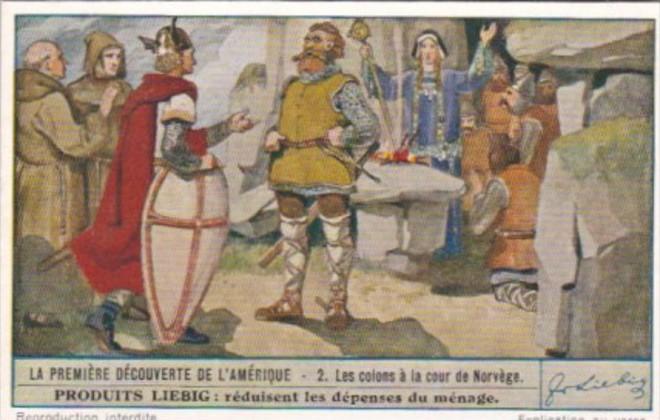 LIebig Trade Card S1483 First Discovery Of America No 2 Les colons a la cour ...