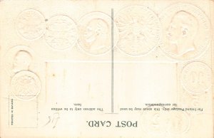 Germany Table Flag Coins embossed coinage postcard C314