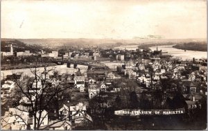 Real Photo Postcard Birds Eye View of Marietta, Ohio