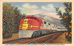 Santa Fe streamliner entering Southern CA CA USA Railroad, Misc. Unused 