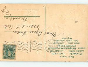 Pre-Linen easter CHICKS ON WHEELBARROW PUSHED BY CUTE GIRL hr2010