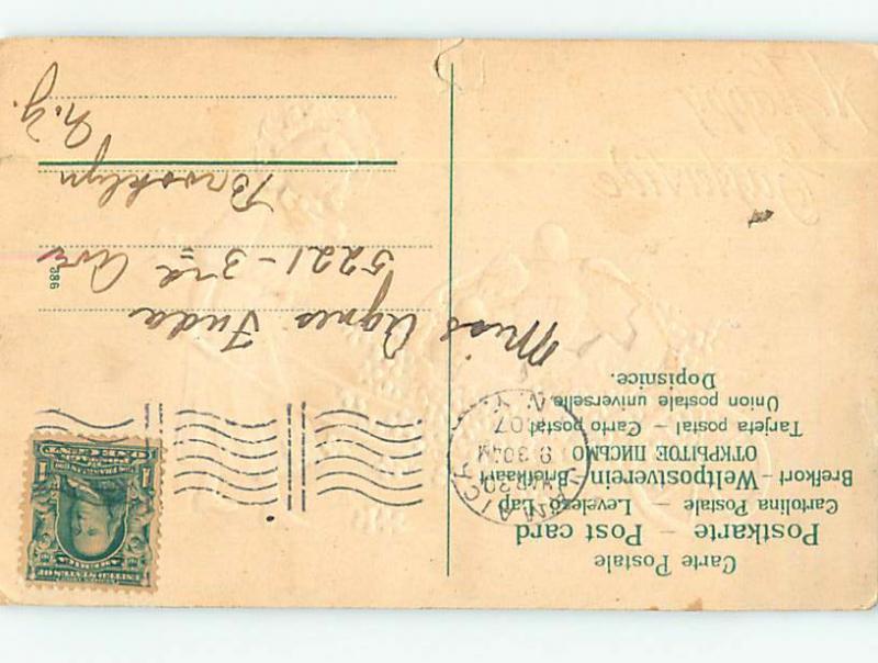 Pre-Linen easter CHICKS ON WHEELBARROW PUSHED BY CUTE GIRL hr2010