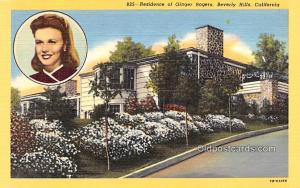 Residence of Ginger Rogers, Beverly Hills, CA Movie Star Actor Actress Film S...