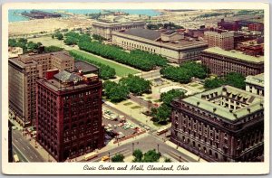 Cleveland Ohio OH, Civic Center and Mall Buildings, Highways, Vintage Postcard