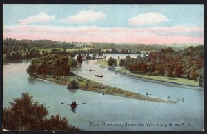 Wisconsin JANESVILLE Rock River along N.W.R.R. - Divided Back