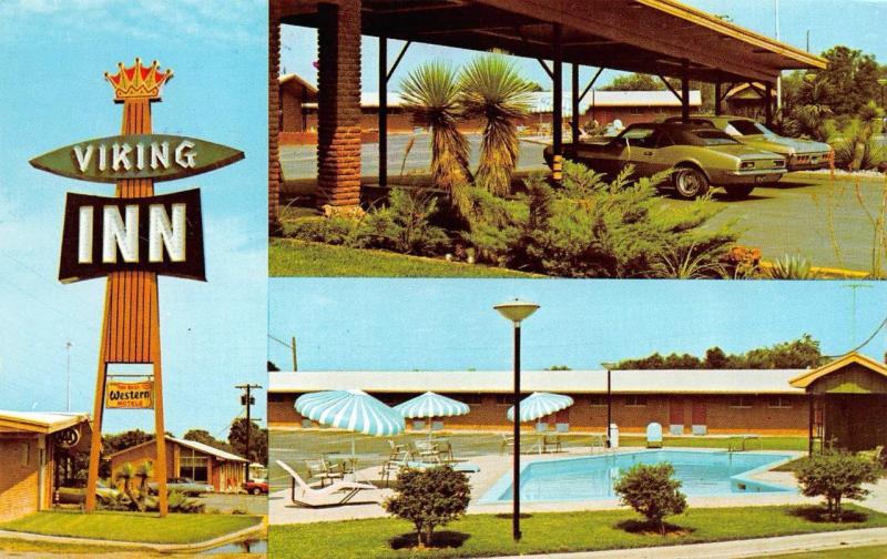 WACO, TX Texas  VIKING INN  Multi w/POOL  McLennan Co  ROADSIDE Chrome Postcard