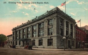 Vintage Postcard 1917 Evening Press Building Landmark Grand Rapids Michigan MI