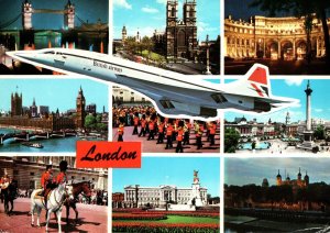 VINTAGE POSTCARD CONTINENTAL SIZE MULTIPLE IMAGES OF LONDON AND BRITISH CONCORD