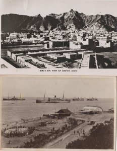 Birds Eye View Of Crater Aden & Ship 2x Real Photo Old Postcard s