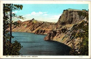 Llao Cliff Crater Lake Oregon OR WB Postcard VTG UNP Vintage Unused Curt Teich  